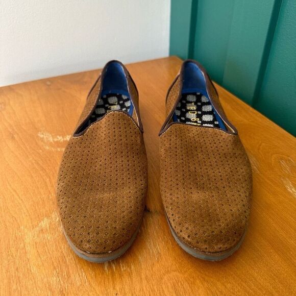 Ted Baker Men’s Oshua Perforated Suede Cognac Brown Leather Slip on Loafers - Picture 3 of 10